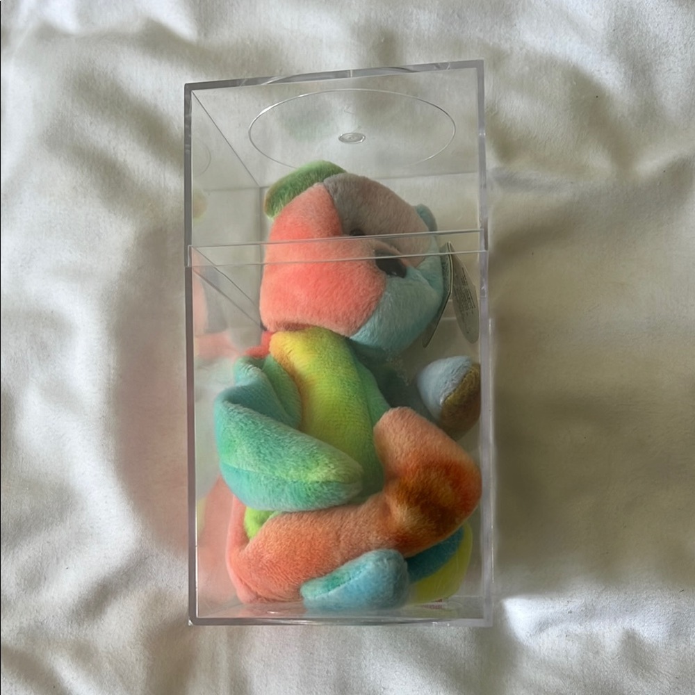Ty Beanie Baby Jerry Garcia Multicolored Plush Bear Toy - Display Case